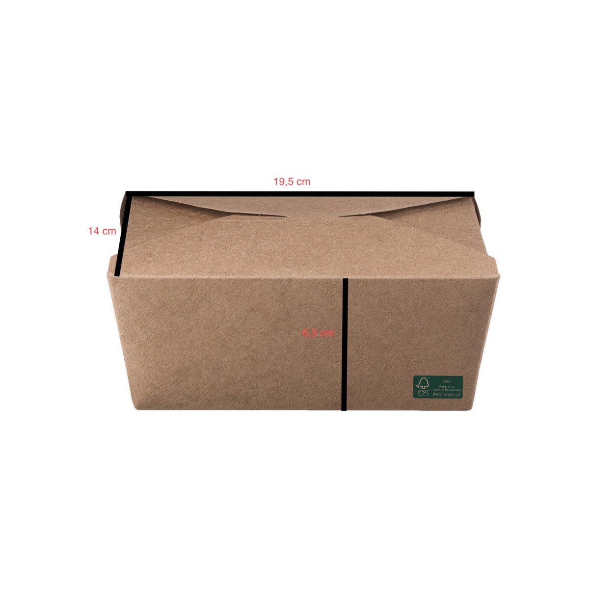 Kraftový menubox s víkem 2000 ml, 50 ks FSC